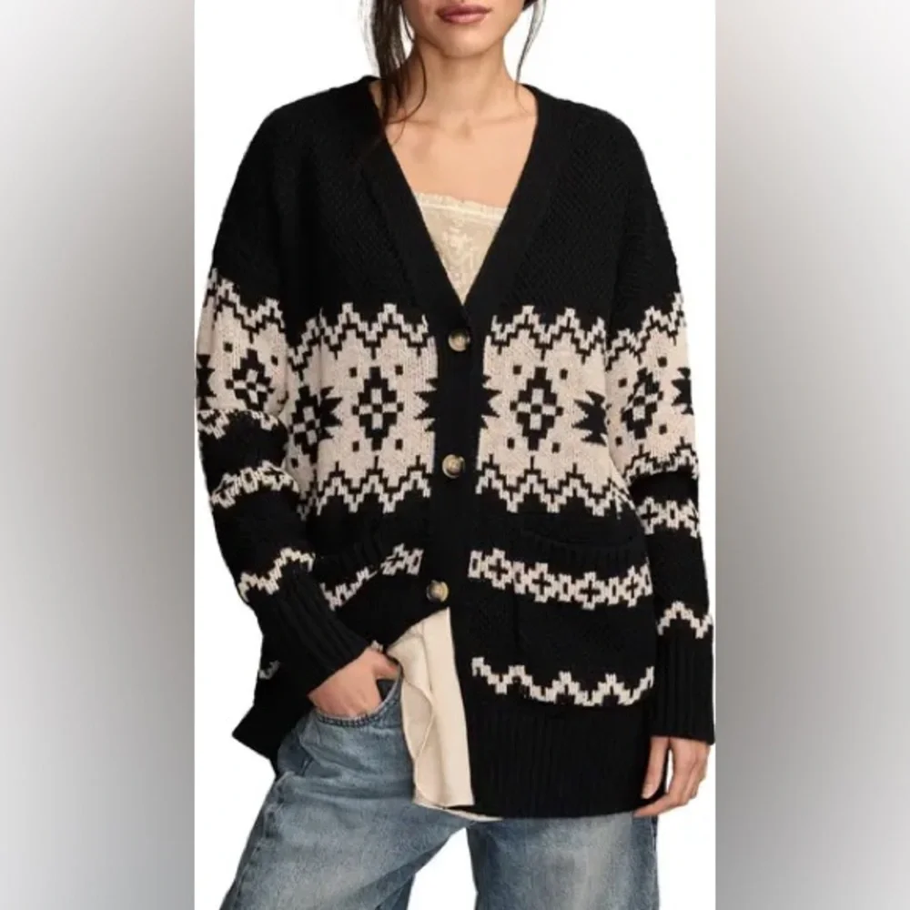 Lucky Brand Jacquard Cotton Cardigan BNWT XXL - Picture 1 of 7